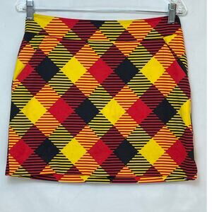 Bold Geometric Mini Skirt in Red, Yellow & Black